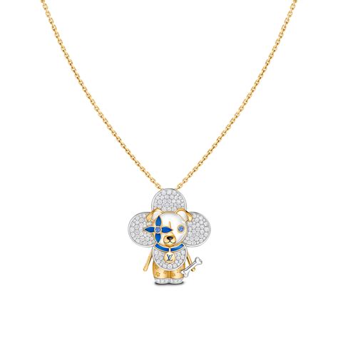 Vivienne Dog Pendant, Yellow Gold, White Gold, Lacquer